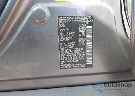 2017 Nissan Rogue Sv z USA, uszkodzony, nr VIN KNMAT2MV2HP614399